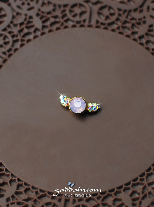 큐빅 핑크 날개장식 (1.3*0.5cm)